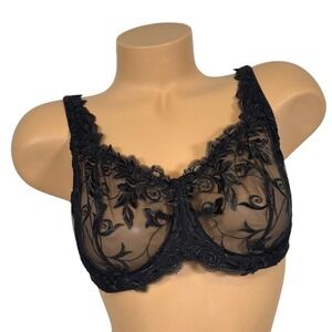 SOMA 40C SENSUOUS LACE Unlined Bra Full‎ Coverage Bra Underwire Lace Black